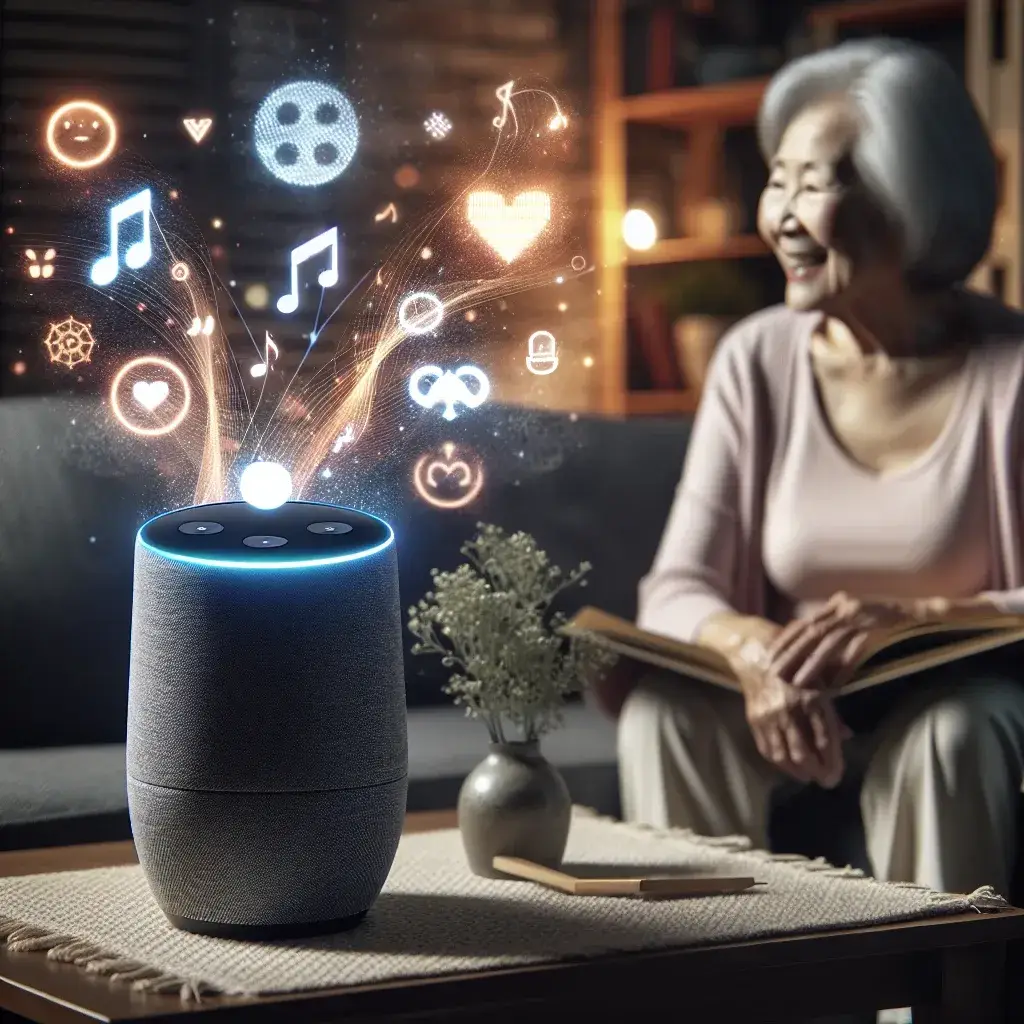"Amazon Alexa device displaying AI-powered companionship features for seniors, enhancing everyday life and providing support in the U.S."