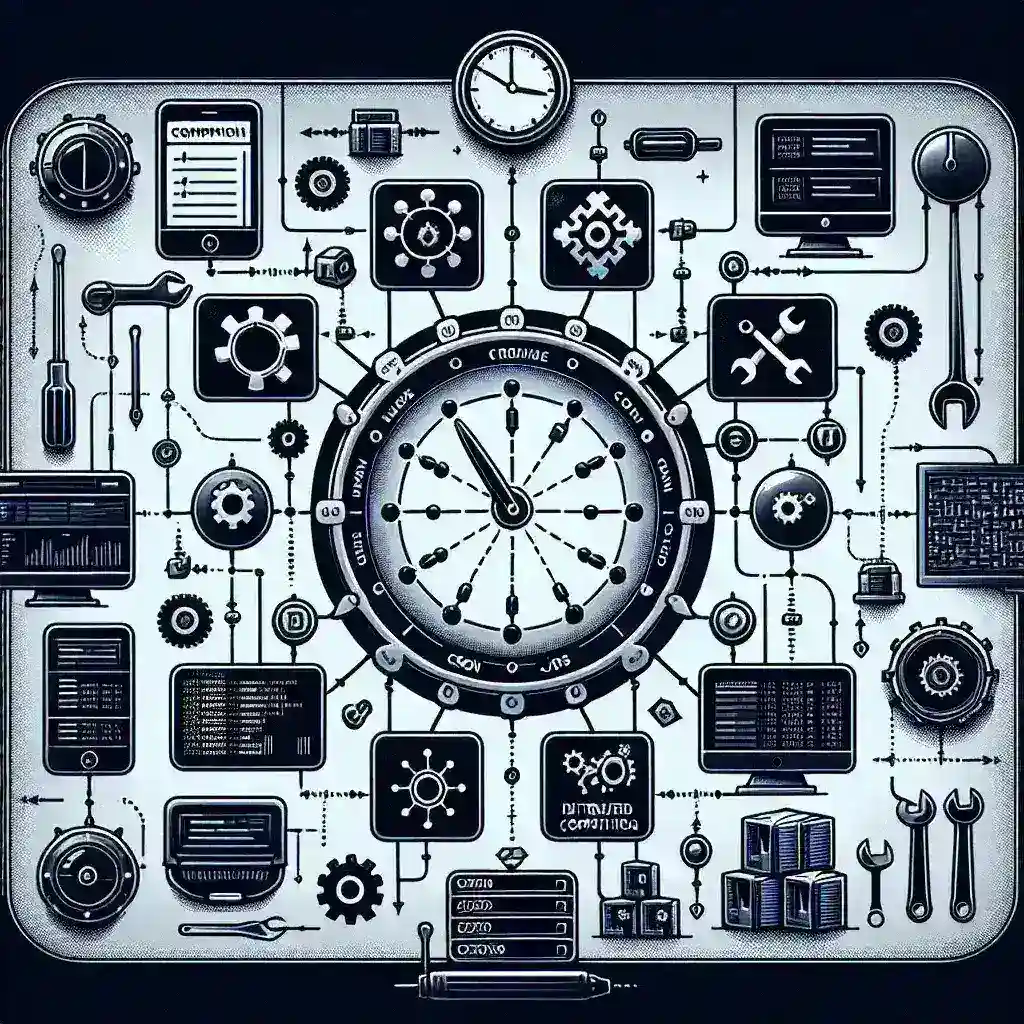 "Infographic illustrating essential tools for monitoring distributed cron jobs, featuring key metrics, best practices, and popular software options for efficient job management in a distributed environment."