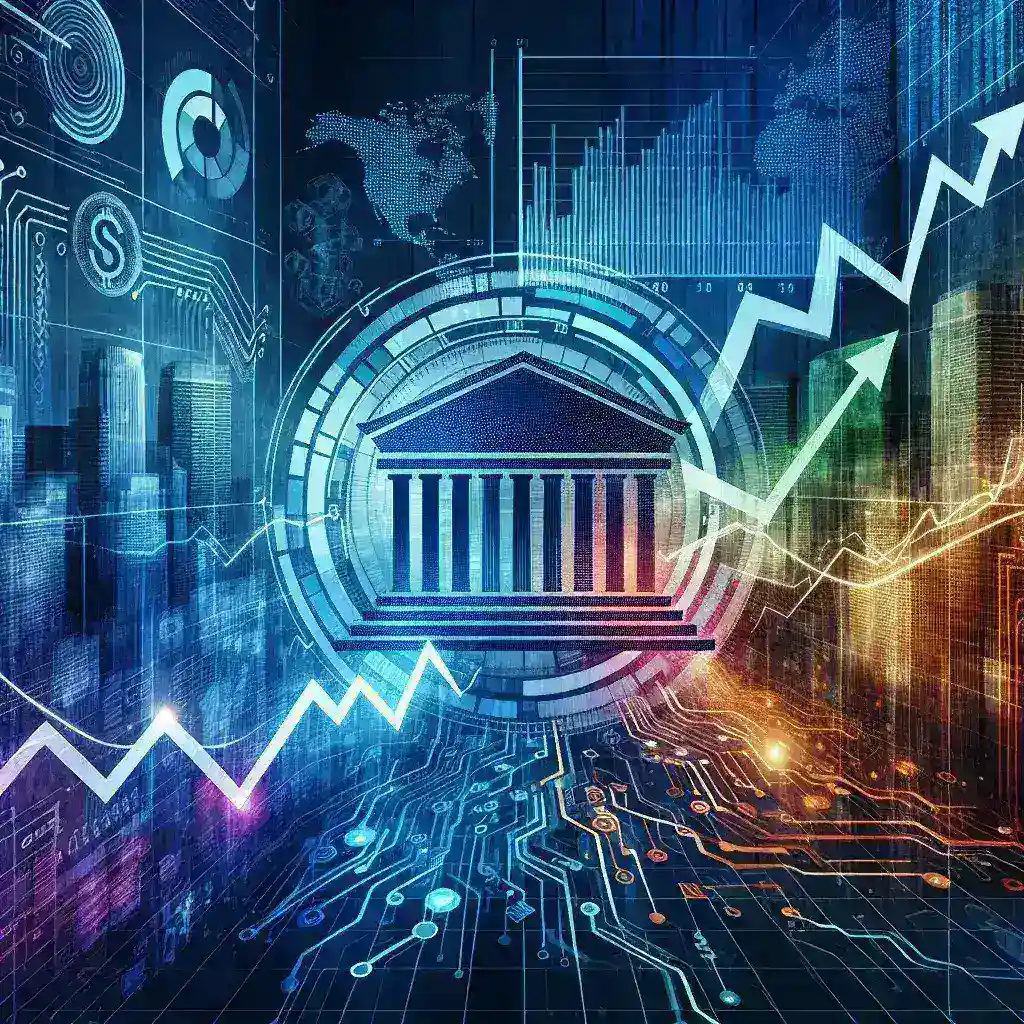 "High-growth tech stocks experiencing increased volatility due to Federal Reserve policy divergence within the FOMC, illustrated by a fluctuating stock market graph with technology company logos."