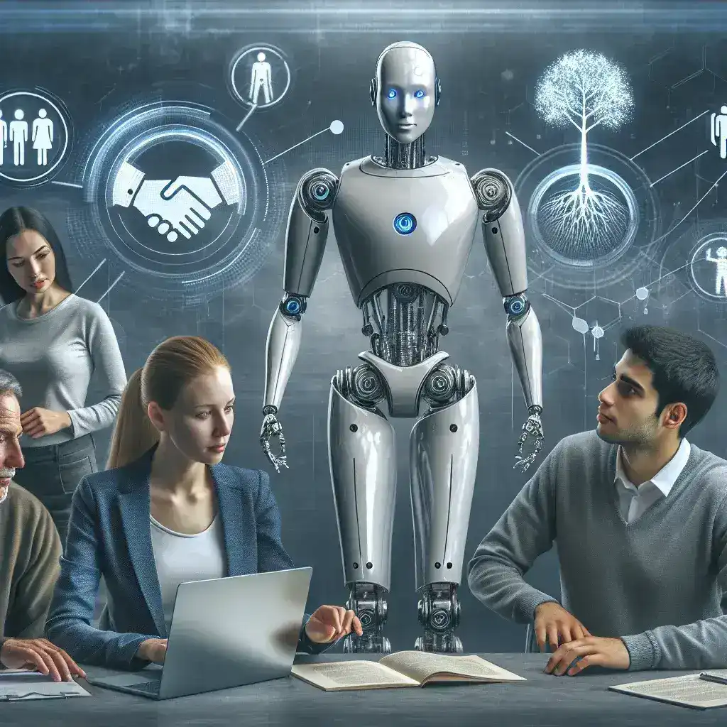 "Close-up of a person interacting with an AI companion on a digital device, illustrating the impact of artificial intelligence on human relationships and social development in contemporary society."