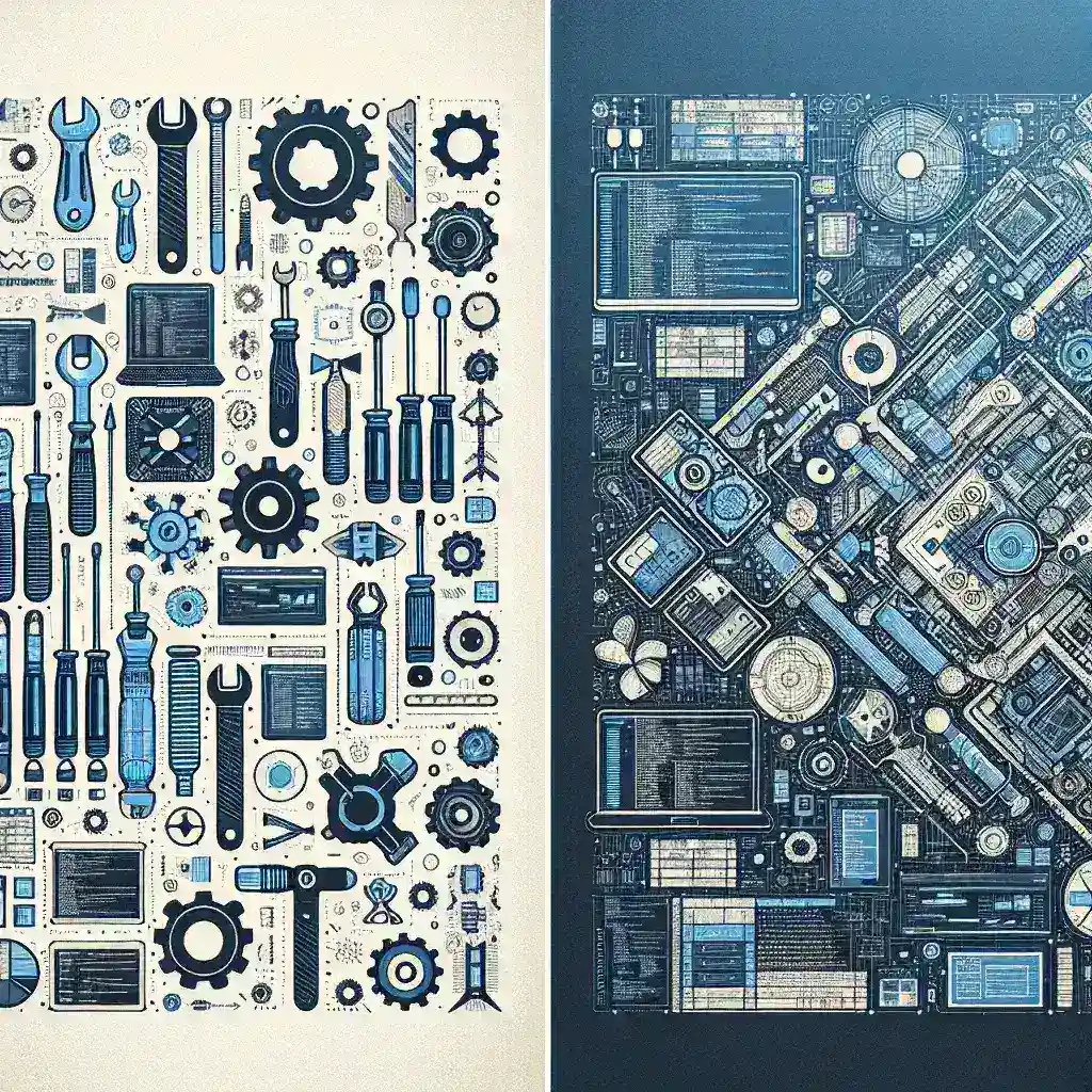 "Automated blueprint diffing tools for Infrastructure as Code showcased in an essential guide, featuring icons of popular tools and a visual representation of code comparison."
